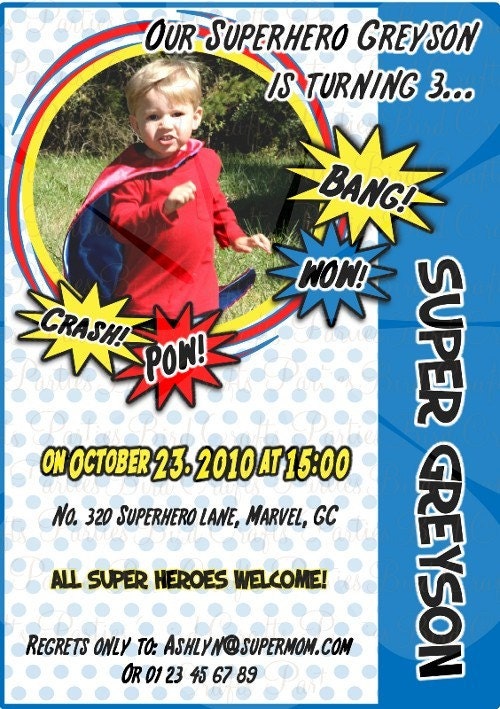 Superhero Party - Digital Invitation and Printable Custom Party Supplies -  We personalize them for you with NAME and AGE