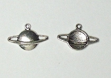 5 Pcs Antique Silver Planet Charm Pendants