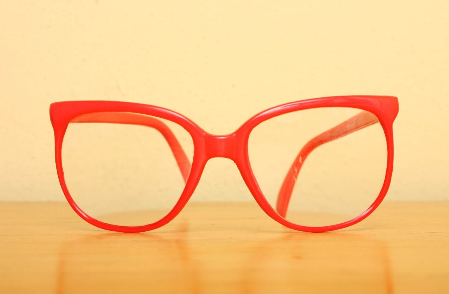 Vintage 1980s Oversized Plastic Glasses in Bright Pinkish Coral Plastic