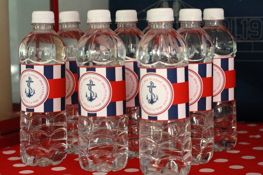 DIY Printable Water Bottle Labels - Ahoy It's a Boy Baby Shower - Nautical