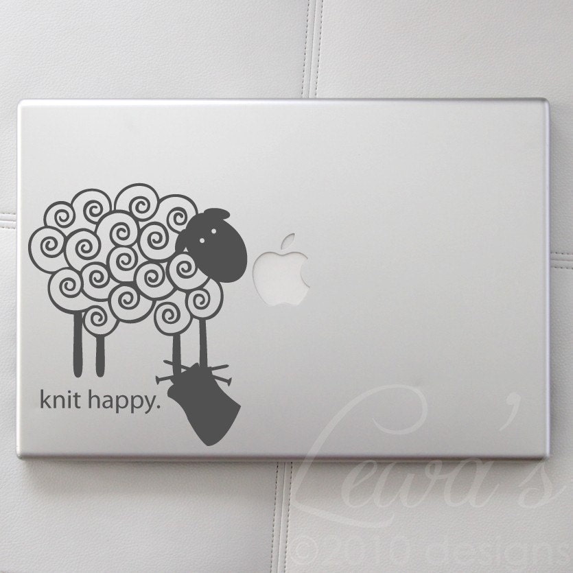 Knit Happy Sheep Laptop Notebook Macbook Computer Decal