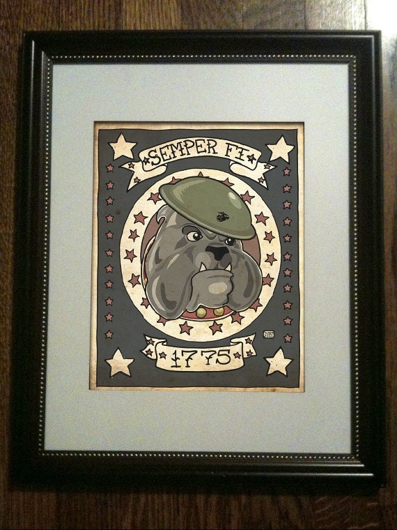 USMC TATTOO Devil Dog Limited Edition Print (UNFRAMED) 3/50. From Nito71