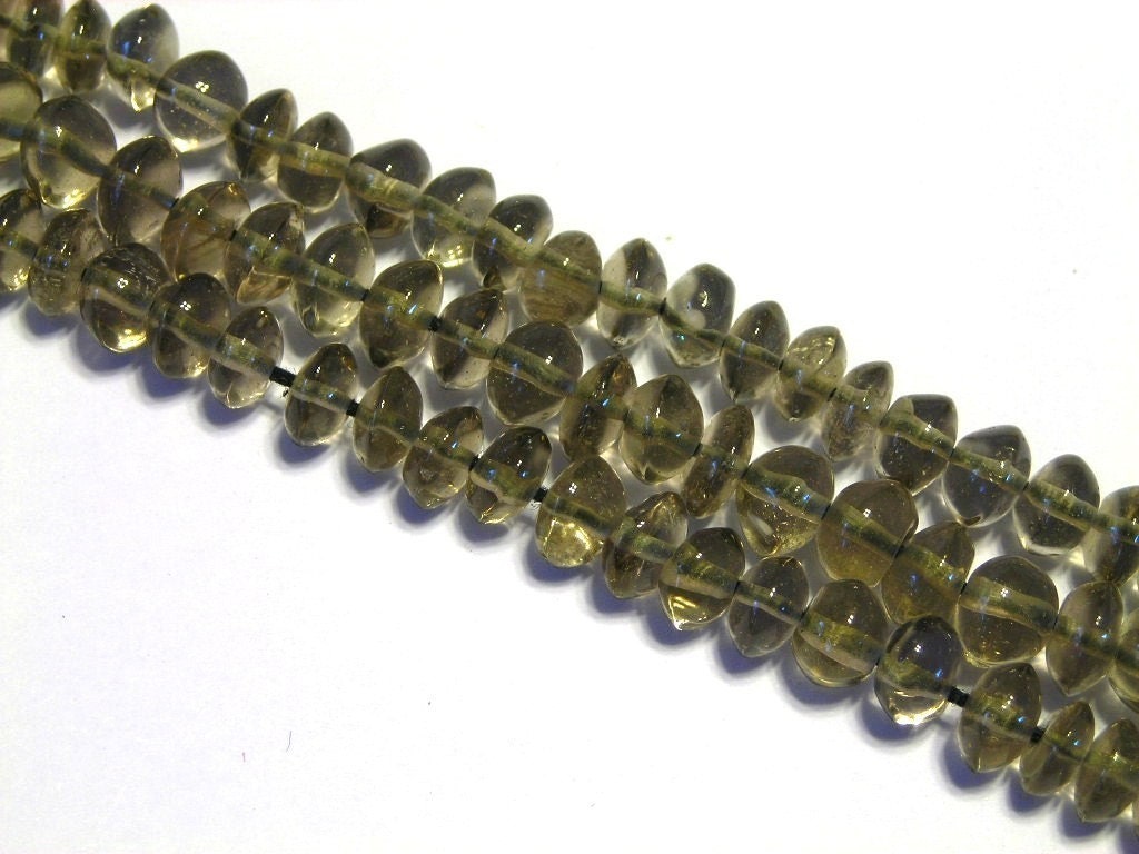 Smoky quartz gemstone button rondell beads WHOLE STRAND