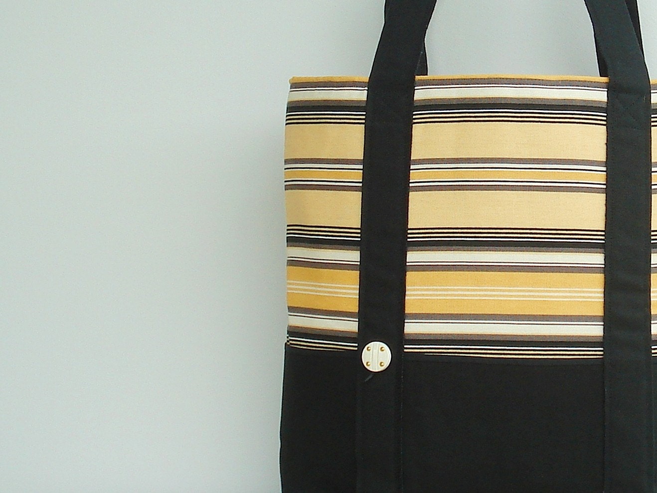 Classic Canvas Tote Bag in Golden Yellow Stripes (no2)