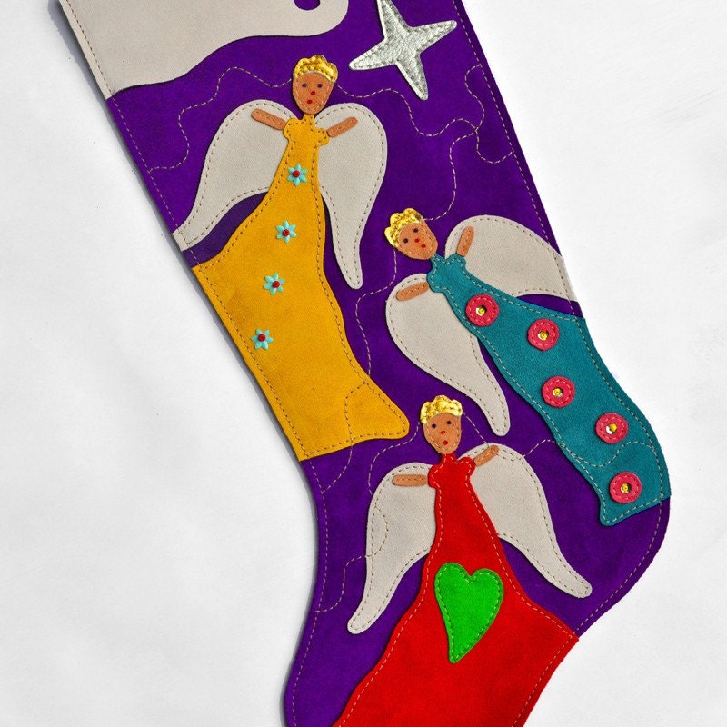 Ella's Angels (suede) Christmas Stocking