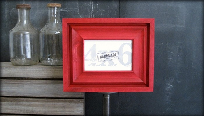 4x6 cove style red picture frame . handmade .