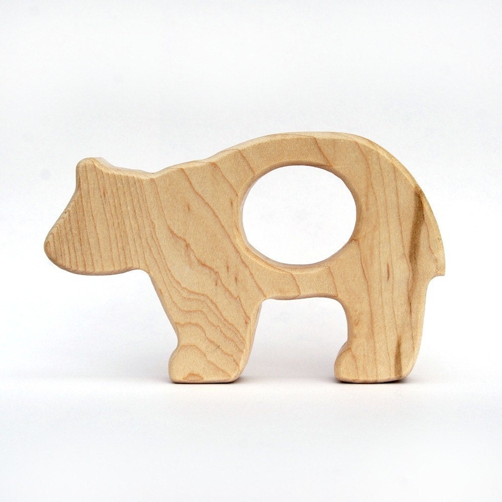 natural Bear Teething Toy - wooden teether for infants and toddlers