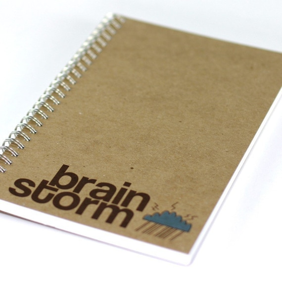 brainstorm journal. brown and blue