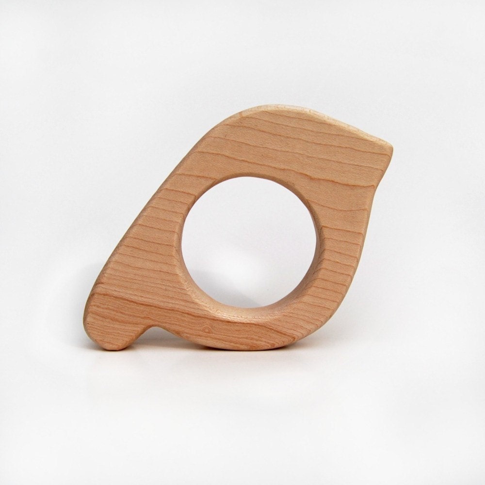 natural Bird Teething Toy - wooden teether for infants and toddlers
