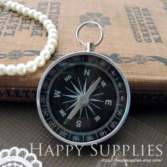 2Pcs LARGE High Quality 45mm Compass Pendants (GG0062C). From happysupplies