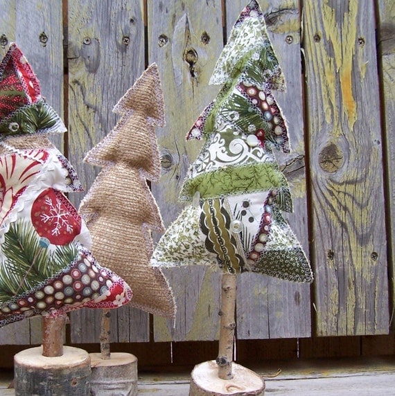 Rustic Green Patchwork Christmas Tree