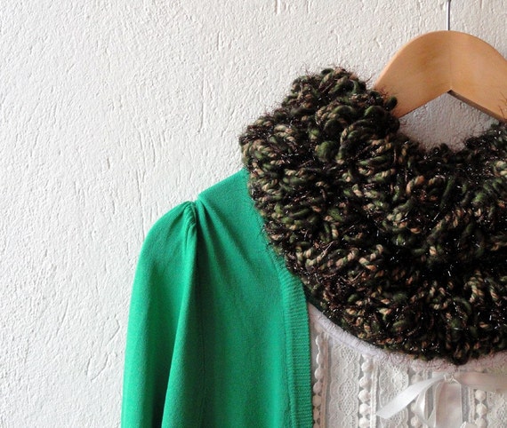 Earth Tones Ruffled Shaggy Everyday Scarf Neckwarmer, cowl, necktie, mom, winter accessories, modern, xmas gift, her mother