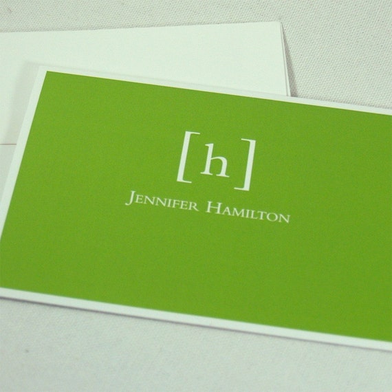 personalized note cards stationery set -simply classic (8) CHOOSE color