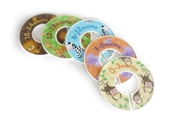 Safari Jungle Zoo Animals Closet Clothing Dividers for Boys and Girls - Set of 5 Assorted 0-24 months