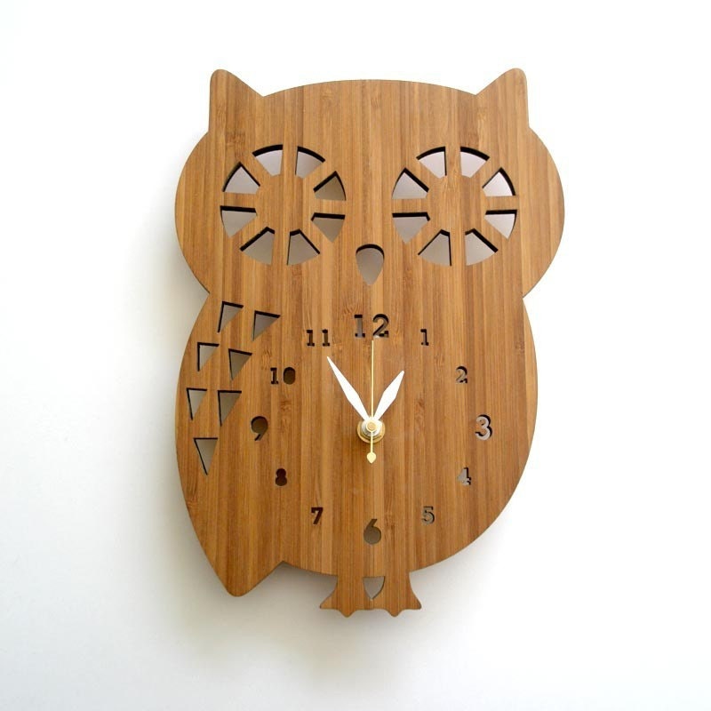 Buddy Owl Bamboo Clock
