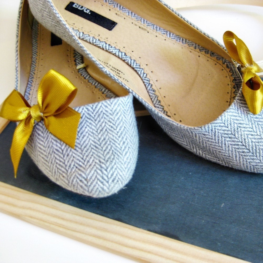 Mini Bow Shoe Clips - Mustard Yellow Grosgrain Ribbon