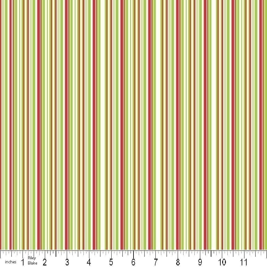 Colorful Christmas Fabric by Mind's Eye for Riley Blake, Christmas Stripe in Green- Fat Quarter