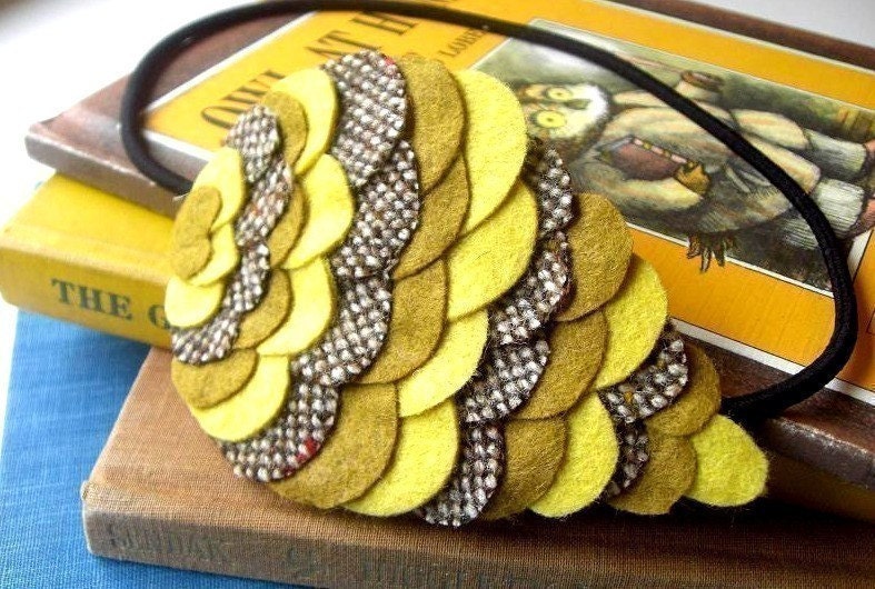 Woodland Owl Wing Headband - Dijon Mustard - Made to order