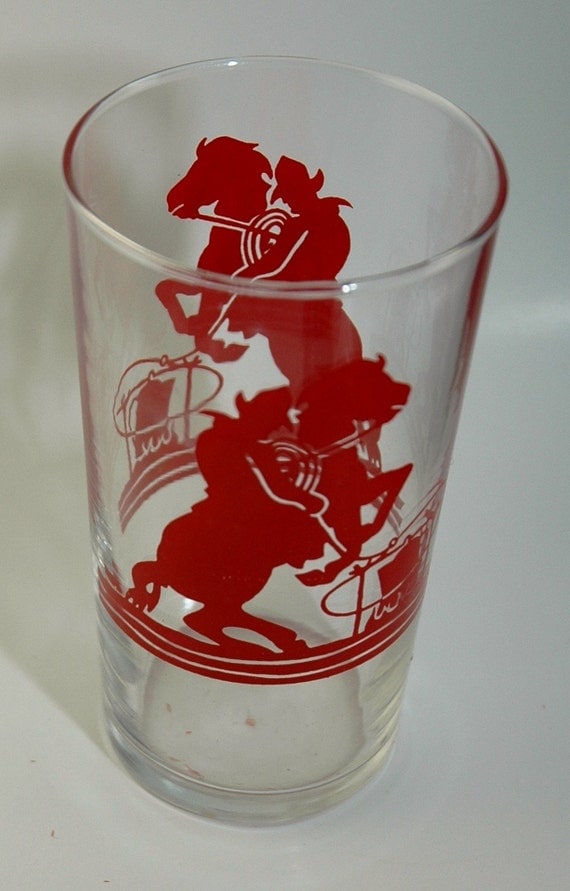Vintage Red Bucking Bronco Child's Drinking Glass