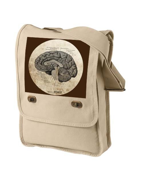 vintage human anatomy - the brain - (khaki) Messenger Bag / Laptop Bag
