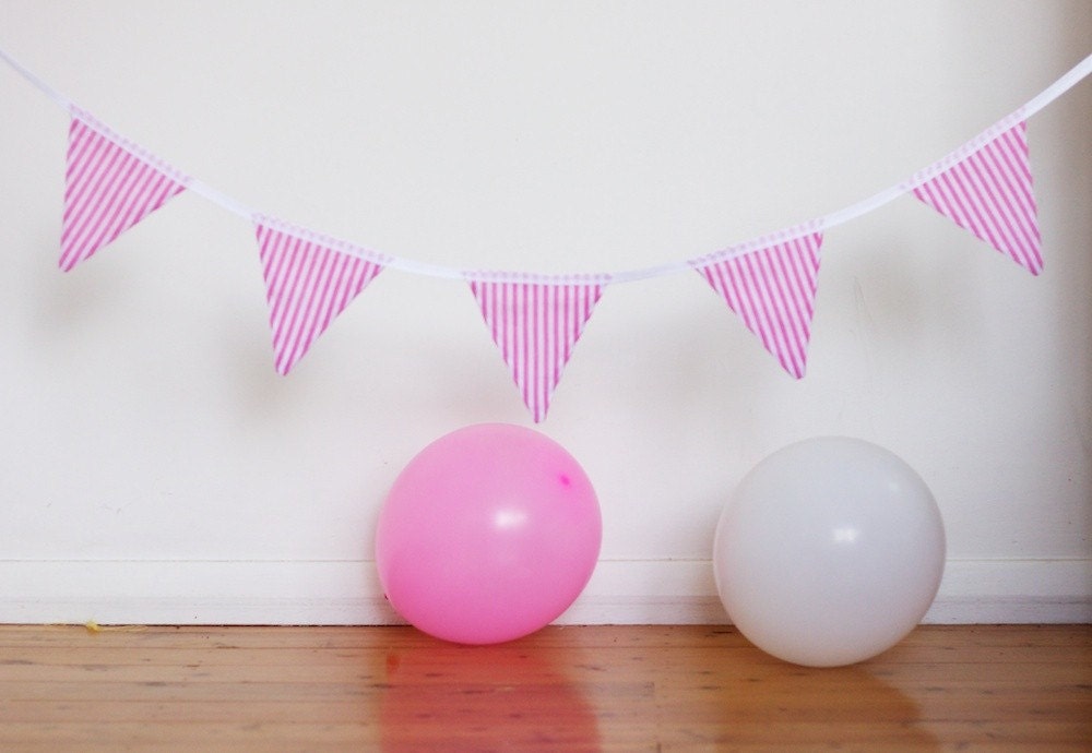Pink Candy Stripe Handmade Good Will Bunting in Small