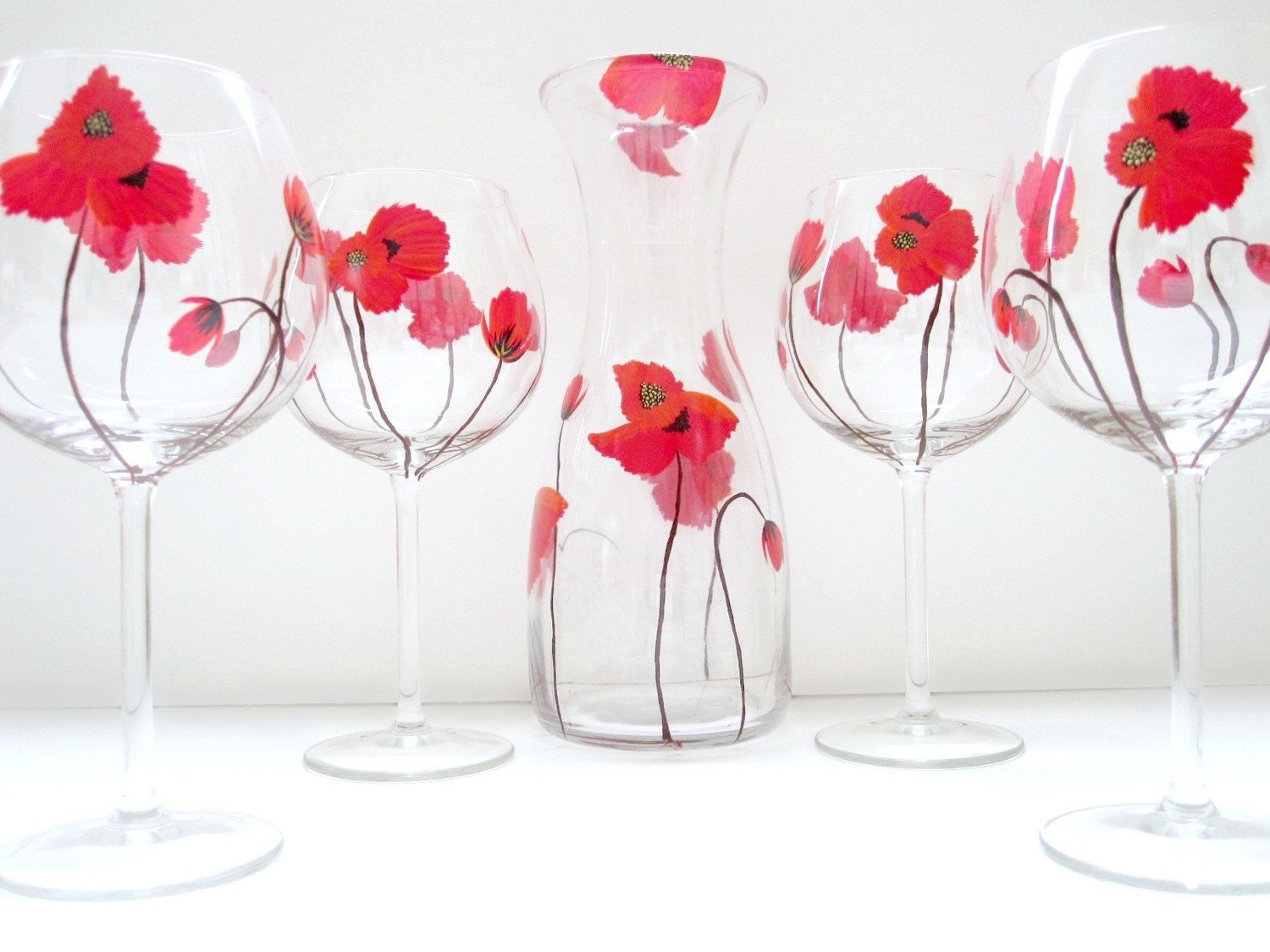 Red Poppies- 5 Piece Wine Set