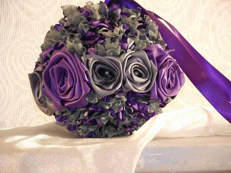 Pomander kissing ball purple silver grey sage Ring of Roses customize 