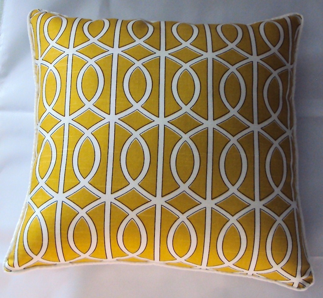Dwell Studio Mustard Yellow Mod Lattice Fabric Pillow