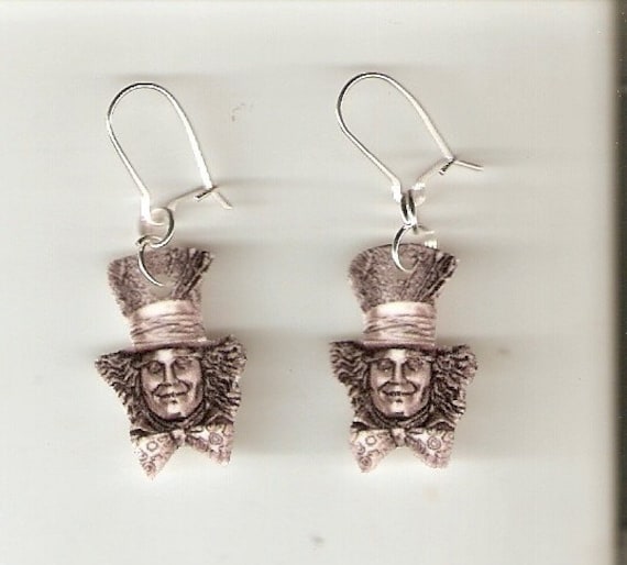 johnny depp earrings. Alice In Wonderland Mad Hatter Johnny Depp Earrings. From charmingkitty