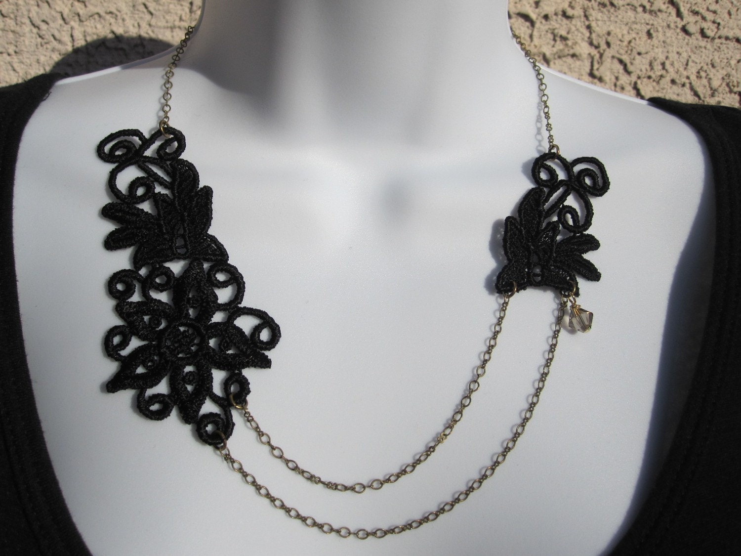 Celestina Venice Lace and Brass Chain Necklace