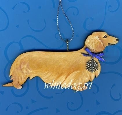 long haired dachshund blonde. Handpainted Long-Haired Blonde
