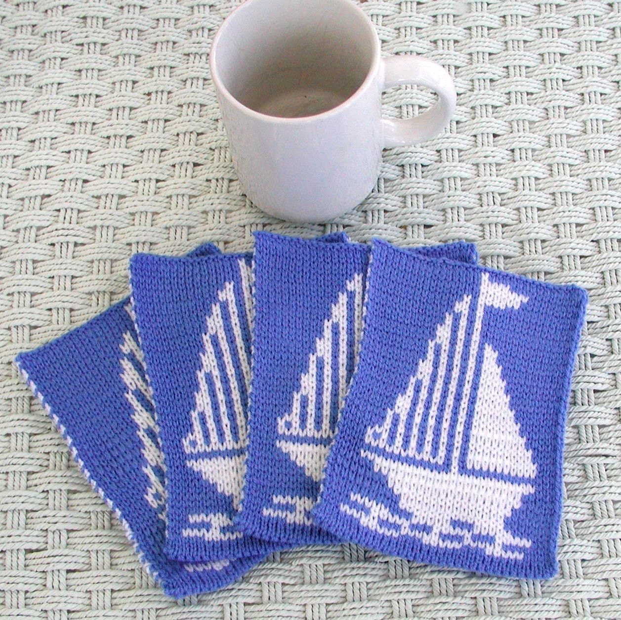 Set of 4 Knit Sailing Mugrugs