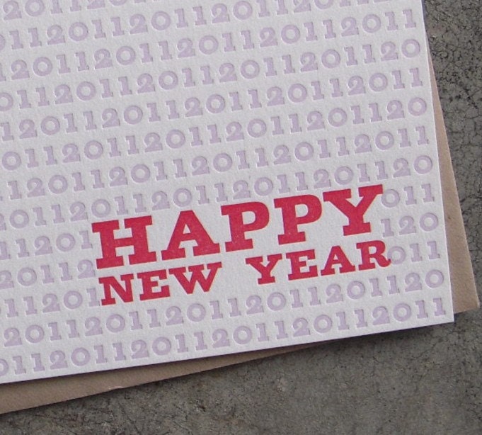 letterpressed happy new year card- set of 6
