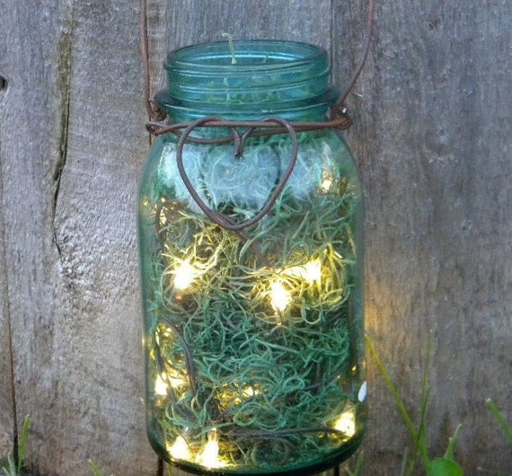 Rustic Heart Firefly Lantern Jar Woodland Spring Summer Wedding