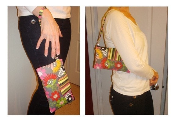READY TO SHIP Convertible Wristlet Yellow and Green Floral