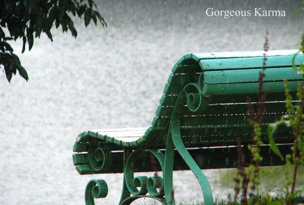 HOLIDAY SALE 8x12 Bench Therapy in Rain Drizzle - Fine art photography in Matte