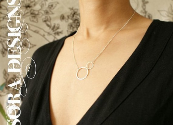 Lightness- sterling silver hand formed circles necklace (Free shipping) - a great gift