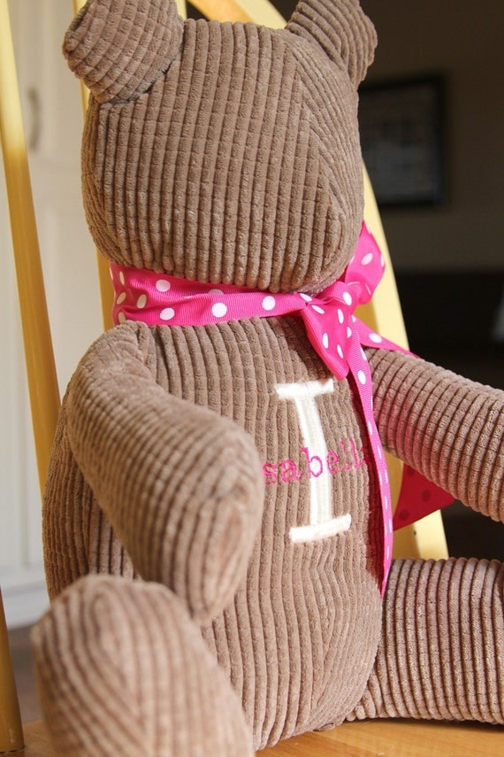 Teddy Bear 
Personalized with Inital and Name - Treasured Keepsake - Perfect Baby or
 Child's Gift
