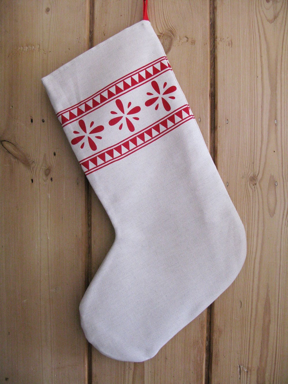 Hand Screen Printed Patterned Stocking