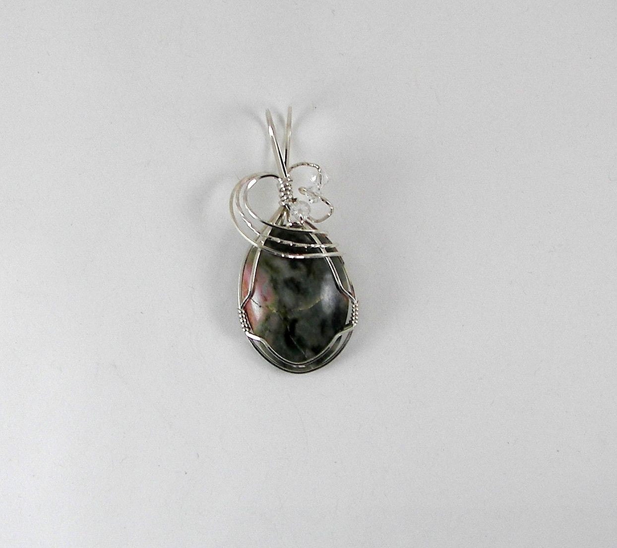 RESERVED - Argentium Sterling Wire Wrapped Unakite Pendant