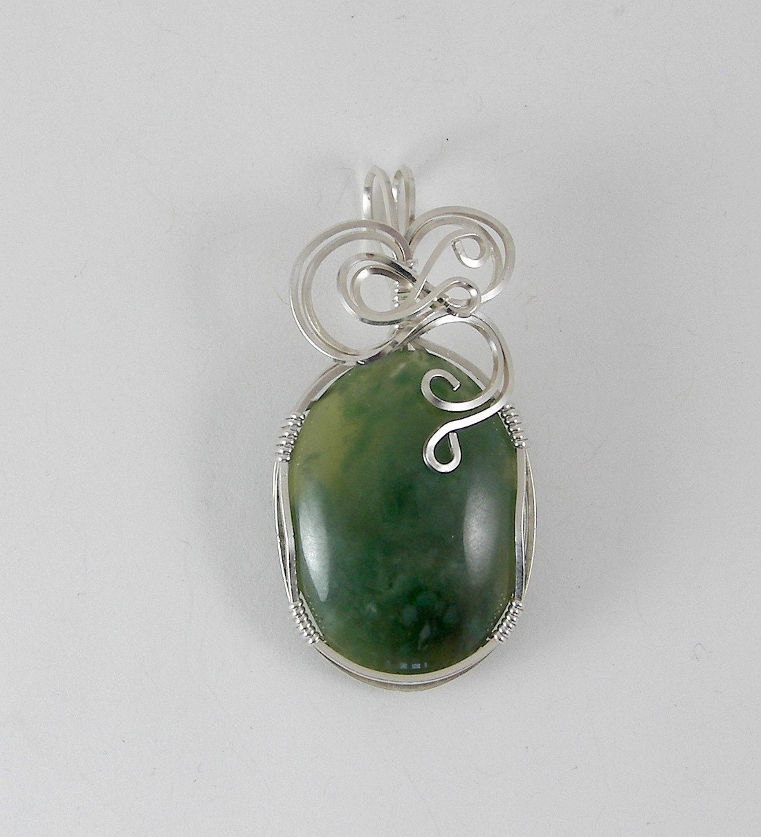 HOLIDAY SALE RESERVED - Wire Wrapped Jade Pendant