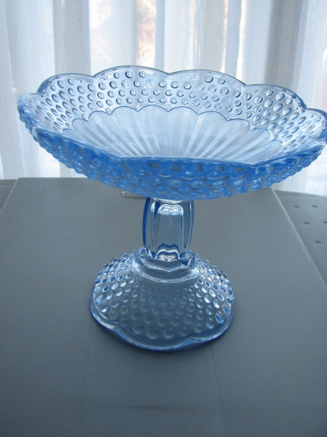 Clearance item...Vintage Emily's Attic by Gorham Blue Glass Compote Bowl