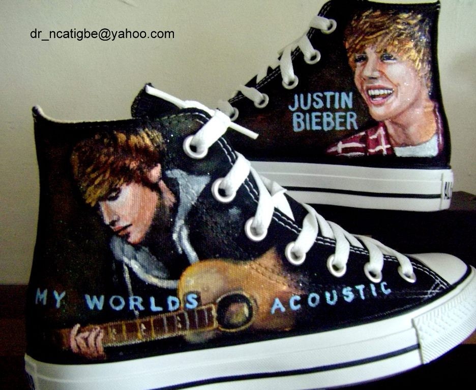 Hand Painted Justin Bieber on Converse