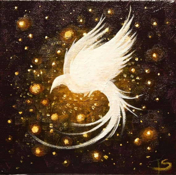 Affordable Original Art - Acrylic Painting on Canvas - Winged Slumber 6x6