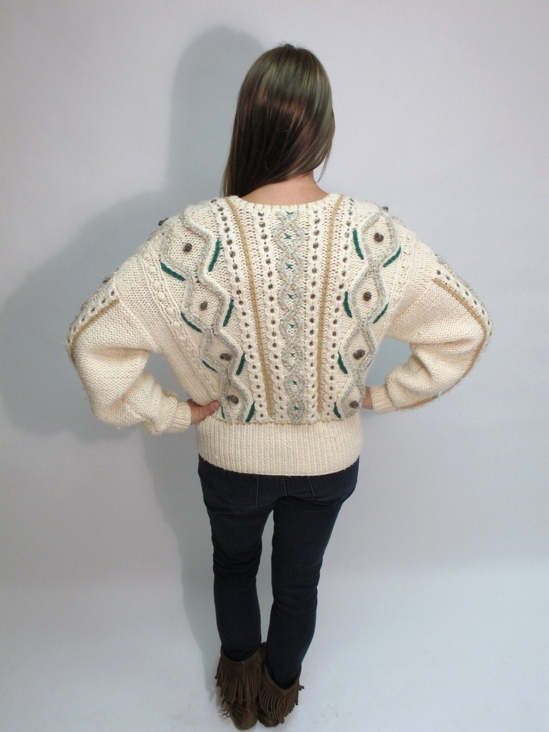 The Chunky 1980s Cable Knit Cardigan.