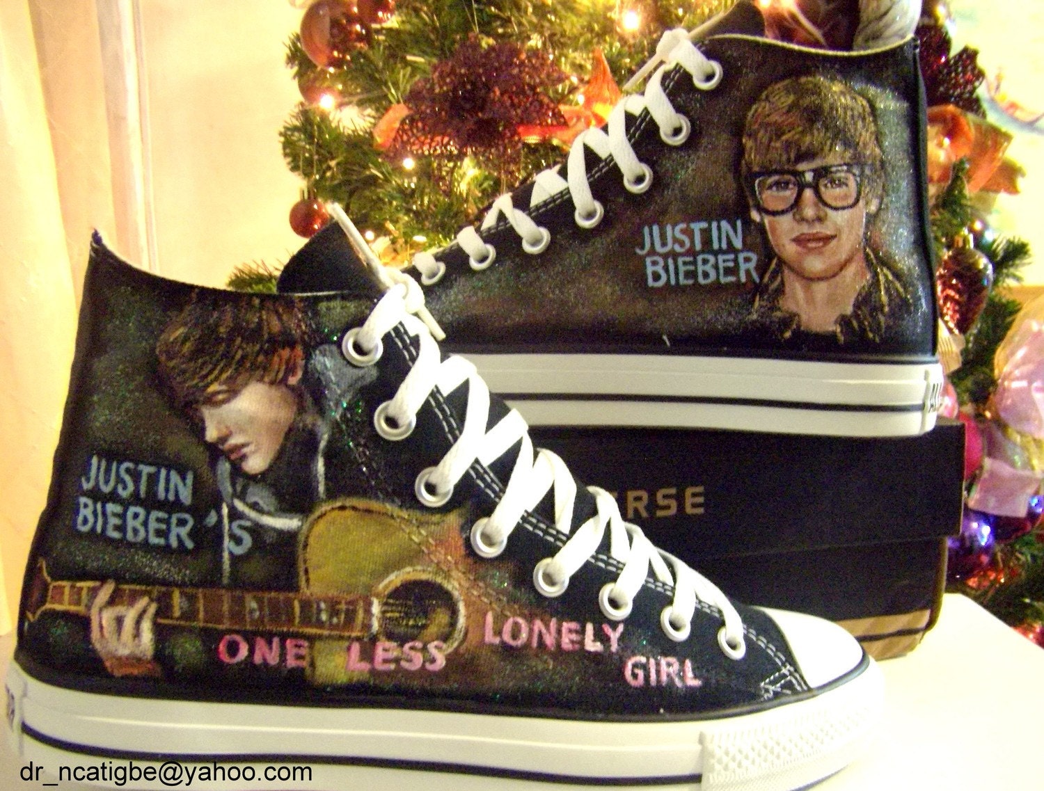 Justin Bieber's One Less Lonely Girl hand painted Converse