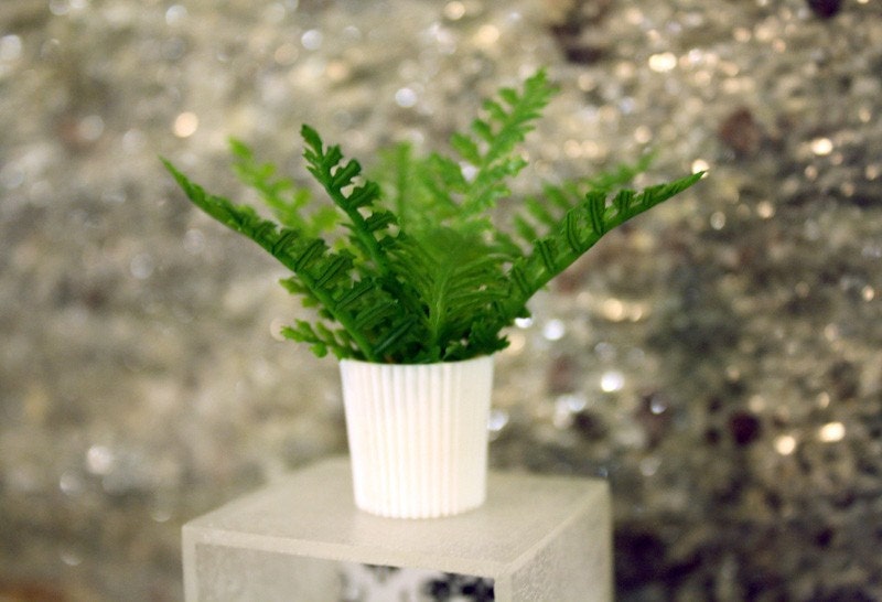 Dollhouse Miniature Potted Fern Plant in One Inch Scale, 1:12