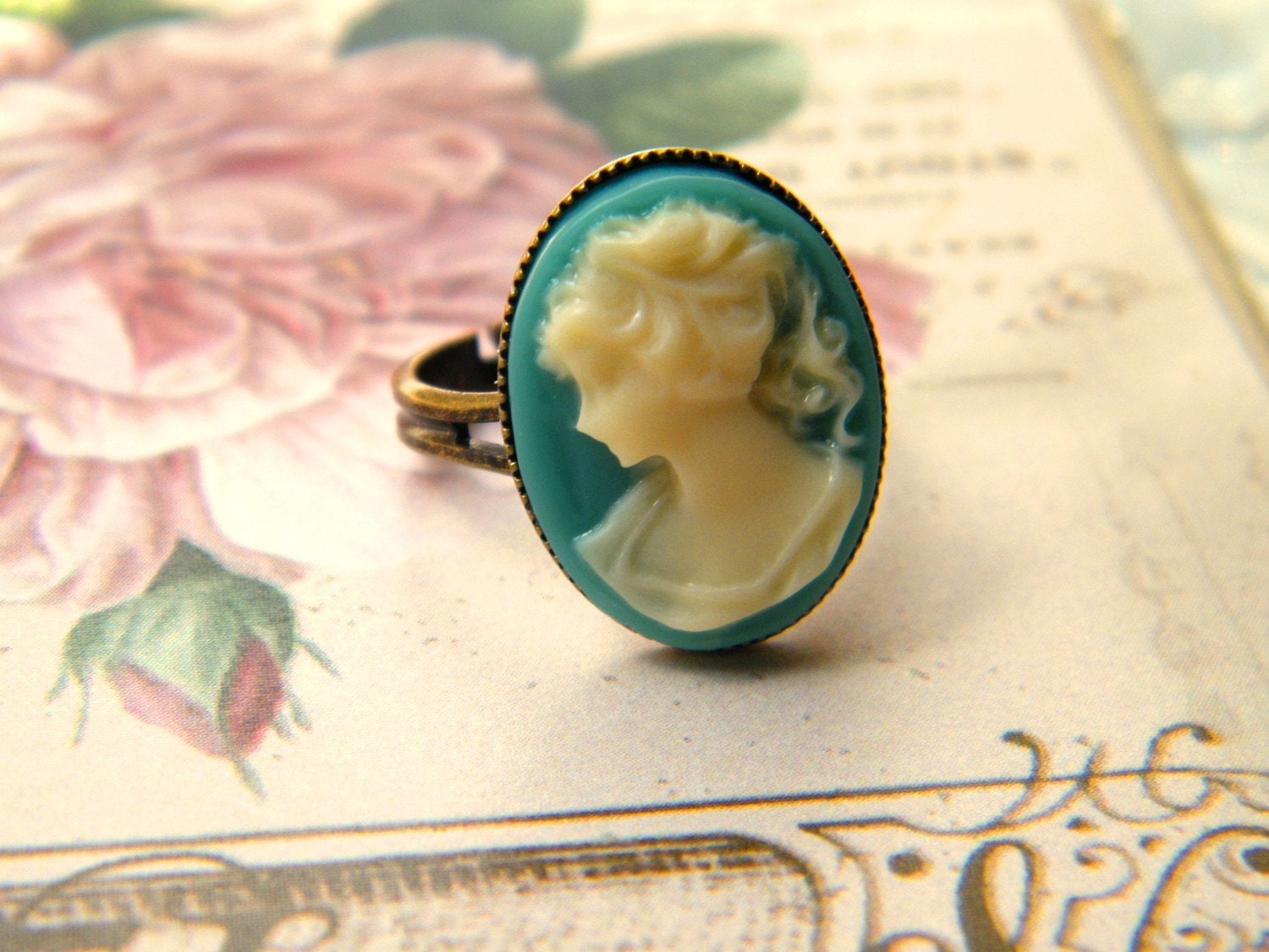 Teal Cameo Ring