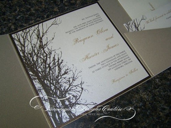 Rayann -Winter Tree-  Pocket Fold Wedding Invitations