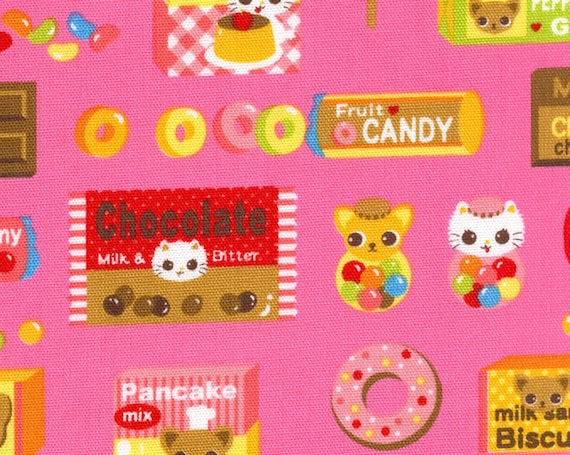ON SALE Yummy Delights with Chihuahua Chef and Friends on Pink - Japanese Fabric